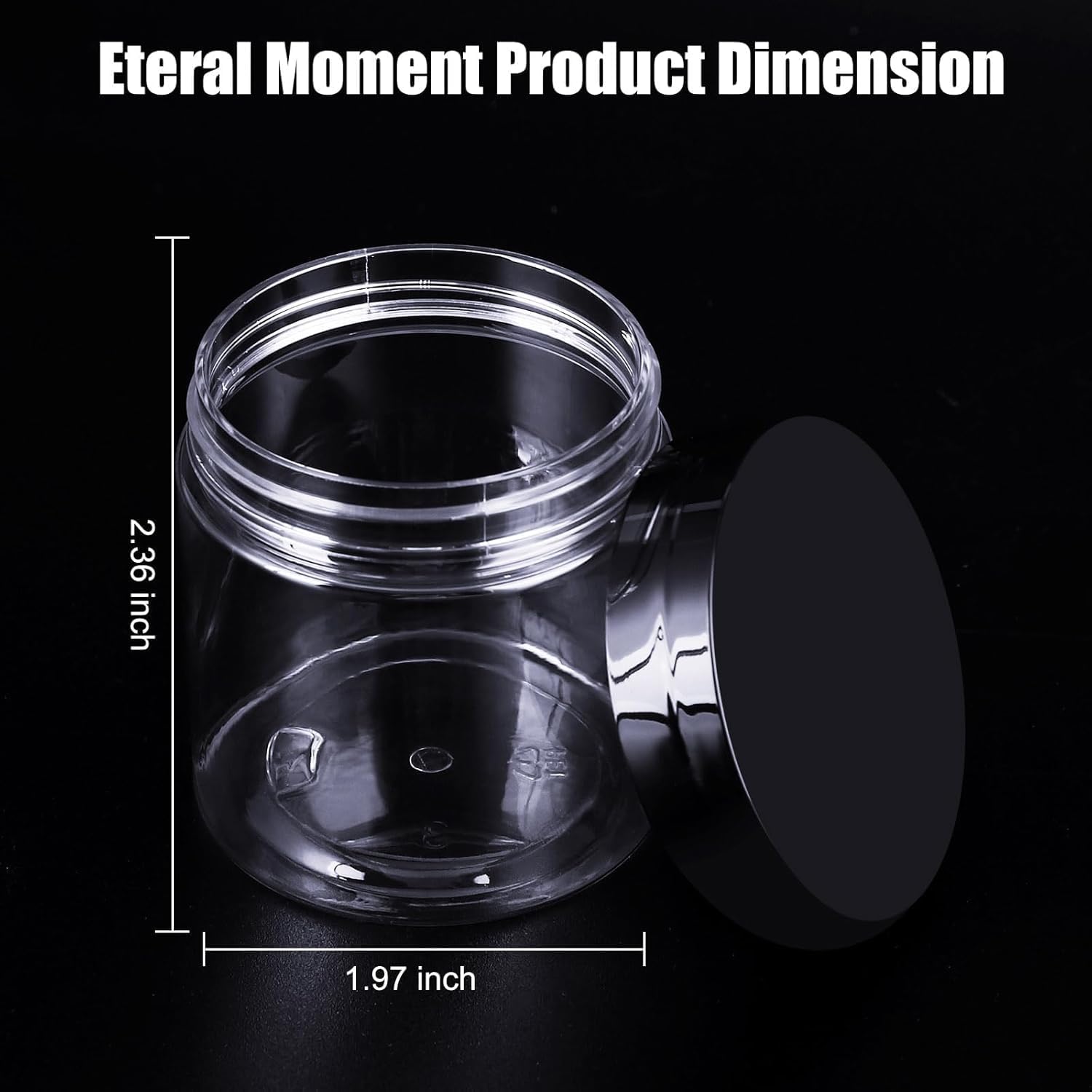 5ml Empty Glass Jars with Black Lid, Clear Airtight Cosmetics Container Bulk Refillable Tiny Sample Jar for Cosmetics, Lotion, Cream, Samples, Wax, Skincare, Travelling, Retail Store