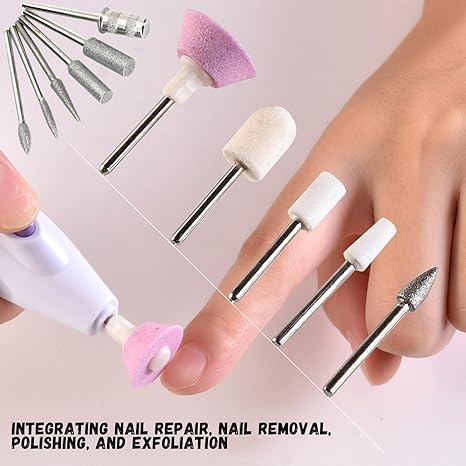 Best Price Nail Drill Bits Sets with 6Pcs File Sanding Bands 3/32 Inch Professional Rotary Burrs Diamond Cuticle Remover Bits Kit Cuticle Remover Bits for Acrylic Nail Manicure Pedicure Tools