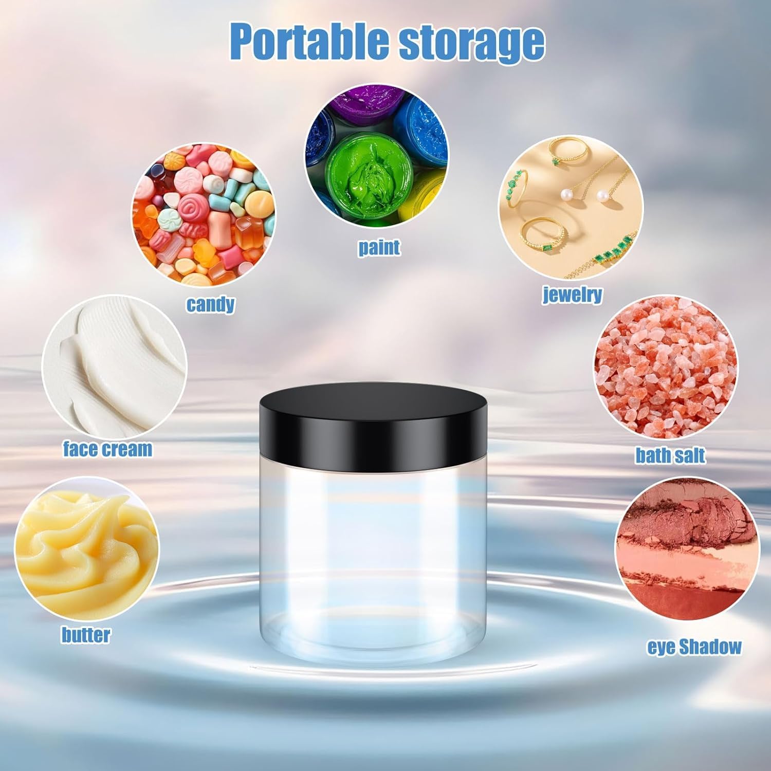 5ml Empty Glass Jars with Black Lid, Clear Airtight Cosmetics Container Bulk Refillable Tiny Sample Jar for Cosmetics, Lotion, Cream, Samples, Wax, Skincare, Travelling, Retail Store